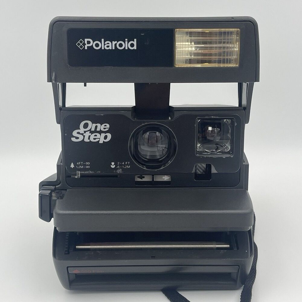 Vintage Polaroid One Step Flash 600 Instant Film Camera w/ Strap - UNESTED AS IS